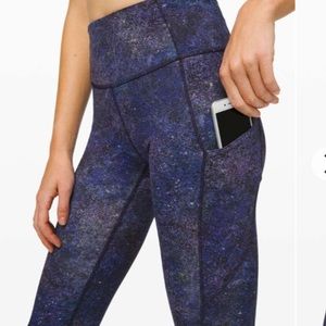 Lululemon fast and free cropped galaxy leggings